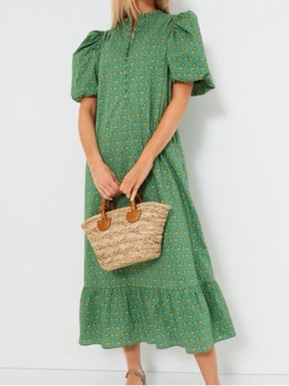 Hyacinth House Tuckernuck Green Puff Sleeve Dress